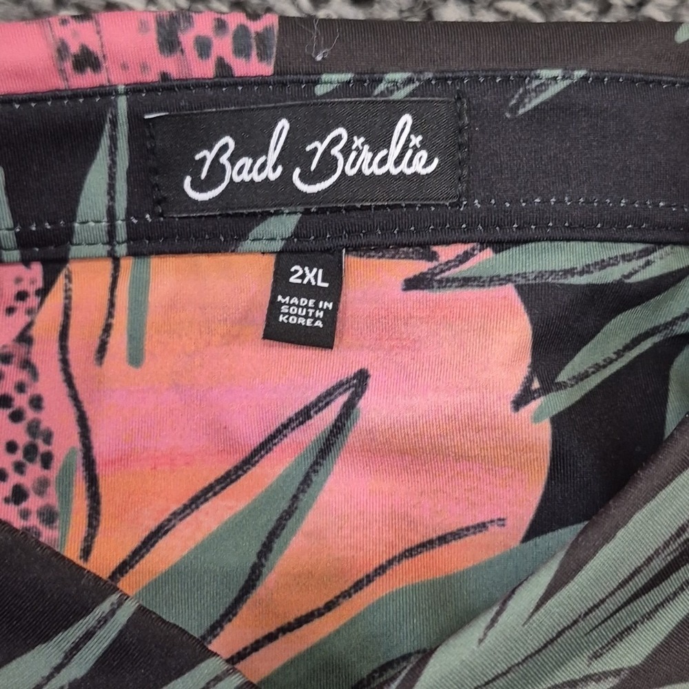 Bad Birdie Polo Shirt Mens 2XL XXL Cheetah Palm Tree Golf Stretch - Picture 3 of 8